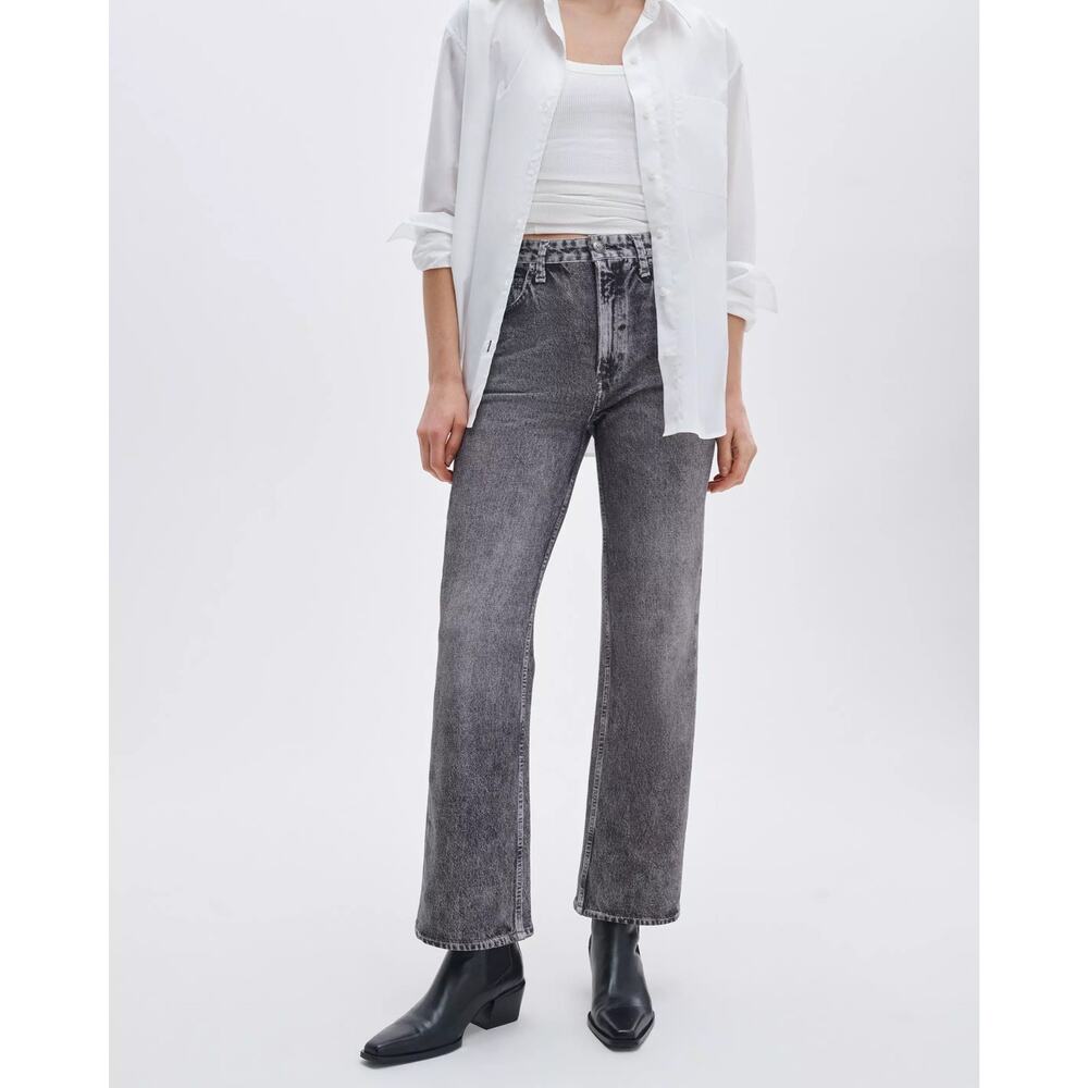 Rag & Bone Miramar Terry Shea High Waist Straight Leg Jeans 28 Raven